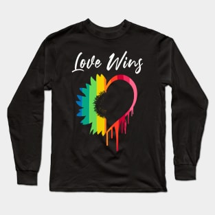 Love Wins Rainbow Sunflower Heart Melting - Gay Pride Long Sleeve T-Shirt